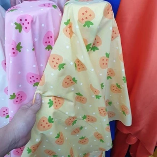 ผ้าเมตร หลา ลายผลไม้ สตอเบอรี่ เชอรี่ ลายการ์ตูน​ ผ้าคอตตอลผสม ถ่ายพร็อพ ฉาก ผ้าปู