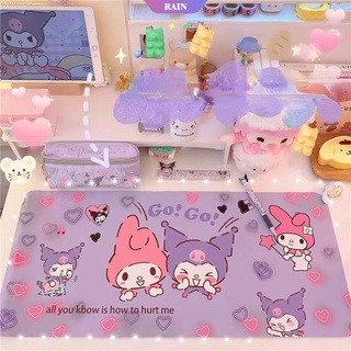 แผ่นรองเมาส์ ทรงสี่เหลี่ยมผืนผ้า แบบนิ่ม ลาย Kuromi Cinnamoroll ขนาด 67 ซม. X 30 ซม. สําหรับตกแต่งบ้าน และออฟฟิศ