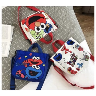 Elmo canvas bag 💼  กระเป๋าถือ ขนาดเล็ก มีสายหิ้วสั้นและยาว สะพายไหล่ได้