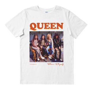 เสื้อยืดลำลองQueen - โบฮีเมียน สีขาว | เสื้อยืด พิมพ์ลายวงดนตรี | เพลงเมอร์ช | Unisex | เสื้อยืด พิมพ์ลายวง Band MERCH M