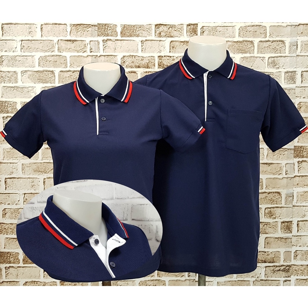 เสื้อโปโลเปล่า(ไม่ปัก) สีกรมท่า ผ้านุ่มใส่สบาย