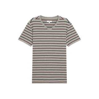 AIIZ (เอ ทู แซด) - เสื้อยืดคอวี ลายทาง  Striped V-Neck T-shirts