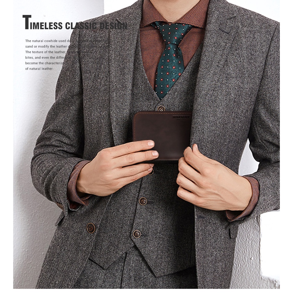 Kavis กระเป๋าสตางค์ หนังแท้ ใบยาว มีซิป สไตล์วินเทจ ใส่เหรียญได้ สําหรับผู้ชาย BP909 - รูปที่ 6