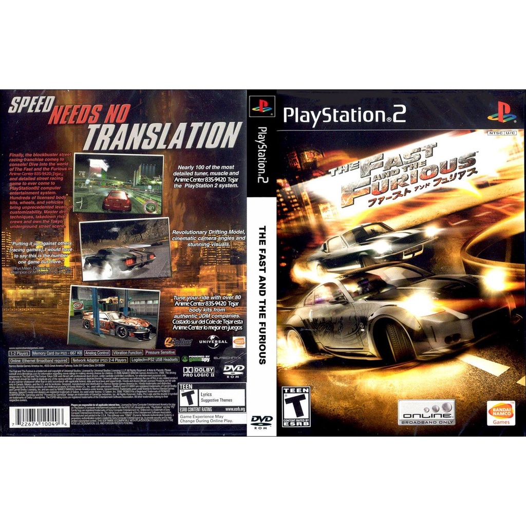 แผ่นเกมส์ PS2 The Fast and the Furious คุณภาพ ส่งไว (DVD)