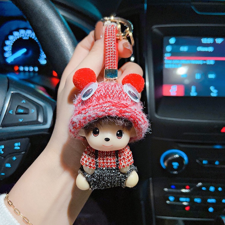 พวงกุญแจ จี้ตุ๊กตาน่ารัก ประดับเพชร แบบนิ่ม แบบสร้างสรรค์