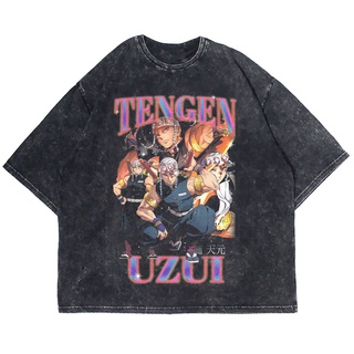 Uzui เสื้อยืด แขนสั้น พิมพ์ลาย DEMON SLAYER WASHING VINTAGE