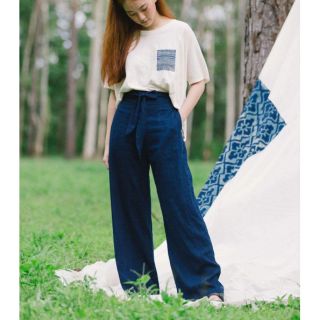 High waist trousers กางเกงขาใหญ่ เอวสูง ผ้าฝ้ายเนื้อนุ่ม