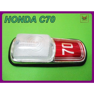 HONDA C70 HORN COVER LOGO with DIM LIGHT "RED" //  โลโก้บังแตร ไฟหรี่ สีแดง สินค้าคุณภาพดี