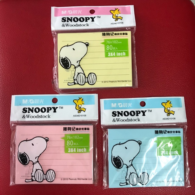 Memo & Sticky Notes 26 บาท Post it Note ลาย snoopy แบบมีกาว ขนาด 3×4 และ 3×3 Stationery