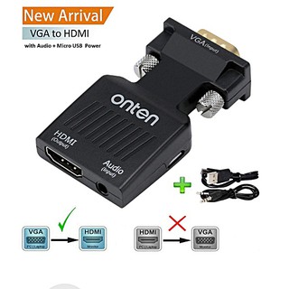 VGA  TO HDMI VIDEO ADAPTER ONTENONTEN  ตัวแปลงสัญญาณVGA to HDMI พร้อมช่องเสียบ เสียง (audio) ขนาด 3.5มม.มีช่องเพิ่มไฟ