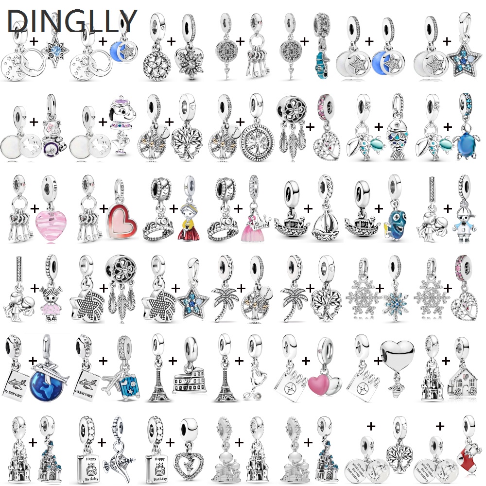 Dinglly จี้ลูกปัด รูปมงกุฎเจ้าหญิง ปราสาท เกล็ดหิมะ เครื่องประดับ DIY 2 ชิ้น ต่อล็อต