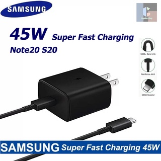 ชุดชาร์จSamsung 45W หัวชาร์จด่วน สายชาร์จด่วน Samsung Super Fast Charge 45W. สายชาร์จด่วน C To C Cable 5A