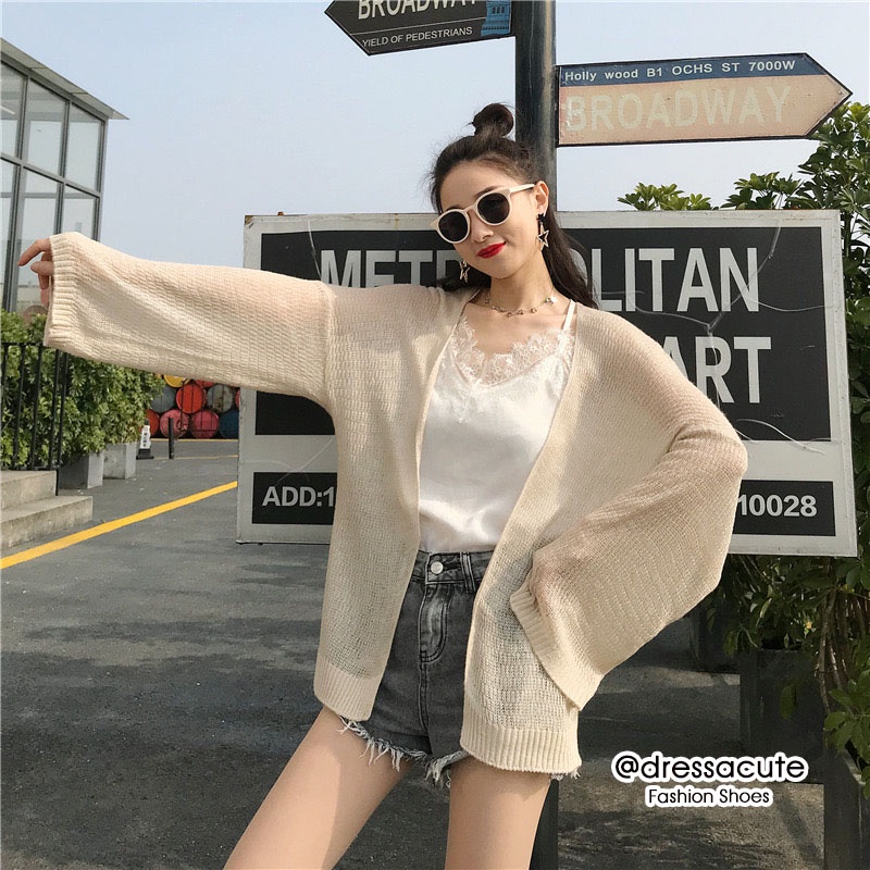 Defect Sale!! ⭐️ มีตำหนิ  [No.850] เสื้อคลุมไหมพรมบาง มี 3สี สไตล์เกาหลี เสื้อคลุมไหมพรม แขนยาว (จำห