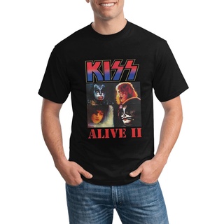 เสื้อยืด พิมพ์ลายการ์ตูน Kiss The Band Alive Ii Heavy Metal Rock สไตล์ฮิปฮอป หลากสี สําหรับผู้ชาย