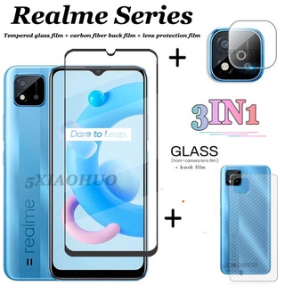 （3in1）OPPO Realme C30S C35 C25S C25 C25Y C21 C17 ฟิล์มกระจกนิรภัย + ฟิล์มกันรอย +ฟิล์มป้องกันเลนส์ สำหรับ