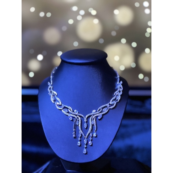 สร้อยคอเพชร Cubic Zirconia สร้อยคอเพชรสวิตช์ สุดหรูหรา