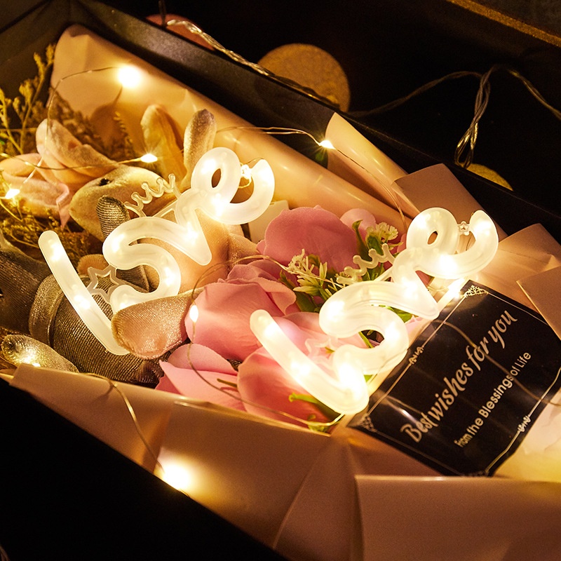 ป้ายไฟ Led รูปตัวอักษร Love โรแมนติก สําหรับตกแต่งเค้ก วันวาเลนไทน์ วันครบรอบ แฟนสาว