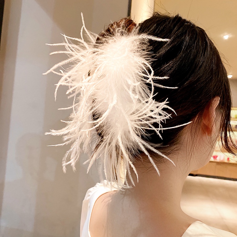 การออกแบบเฉพาะกิ๊บติดผมขนนกกระจอกเทศบุคลิกภาพขนนกกระจอกเทศกรงเล็บผมแฟชั่นเครื่องประดับผม - รูปที่ 3