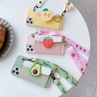 จุดด่างพร้อย Cartoon Fruit Wallet OPPO A54 A94 A37 A57 A39 A59 A73 A79 A83 A5 A3s A7 A12 A5s A71 A8 A31 2020 Soft Phone Casing Phone Case Oppo A1K A9 A5 2020 A52 A92 A92s A72 A53 2020 A32 A15 A55 A93 Phone Case Storage Bag Phone Case