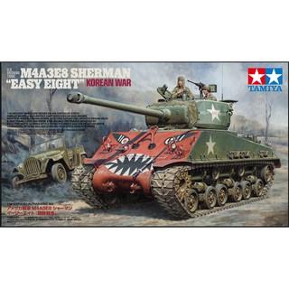 พลาสติก โมเดล ประกอบ TAMIYA สเกล 1/35 Korean war U.S. Medium Tank M4A3E8 Sherman "Easy Eight" Soviet Field Car GAZ-67B a