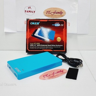 กล่องใส่ HDD External SATA  2.5 นิ้ว USB 2.0  รองรับHDD 3 TB (ST-2526) OKER  สีฟ้า (ออกใบกำกับภาษี)