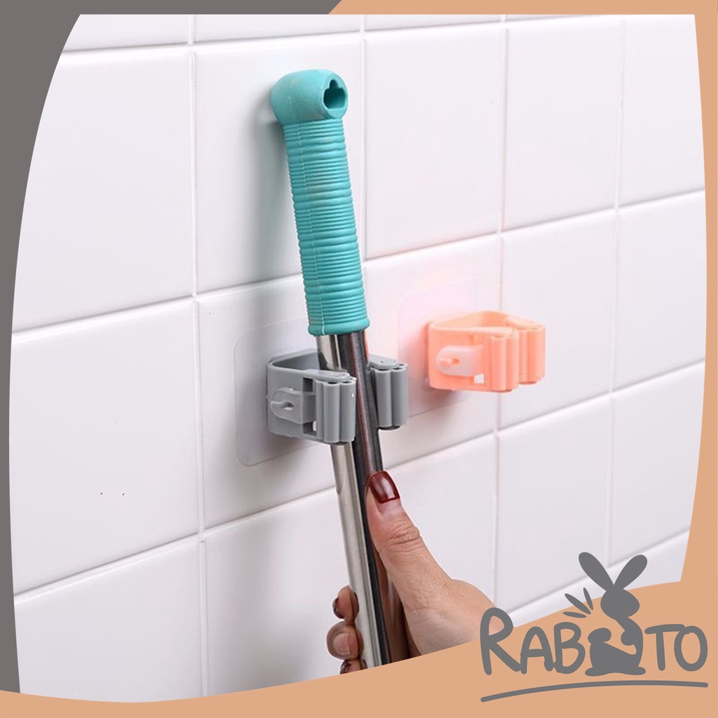 【1C67】RABITO【ถูกที่สุด】ที่แขวนไม้กวาด ที่แขวนไม้ถูพื้น เก็บไม้กวาด อุปกรณ์จัดเก็บ ติดผนัง ไม่ต้องเจาะผนัง YOTAI LOW