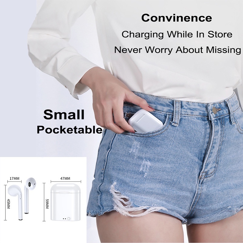 Shocc i7 Tws ชุดหูฟังบลูทูธไร้สาย 5.0 พร้อมไมโครโฟน และกล่องชาร์จ สําหรับเล่นกีฬา