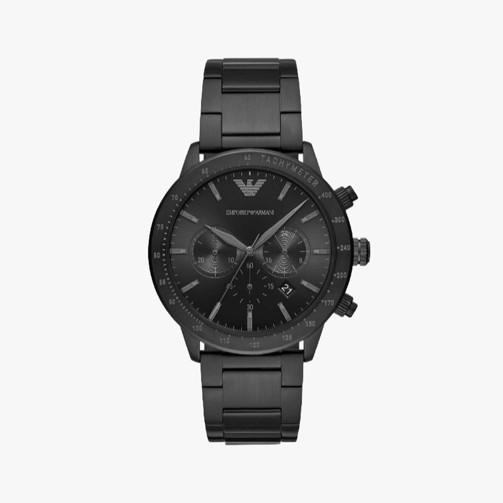 [ใส่โค้ด915SITEWIDE450] Emporio Armani นาฬิกาข้อมือผู้ชาย Mario Chronograph Black Dial Black รุ่น AR