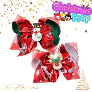 คริสต์มาส กิ๊บโบว์ใหญ่​ สีแดงมันวาว Christmas