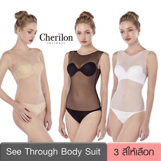 Cherilon See Through บอดี้สูท ซีทรู แขนกุด เชอรีล่อน กระชับแนบผิว เบาบาง กันโป๊ ช่วยให้ผิวสวยเนียนขึ้น 3 สี NIC-BSFC07