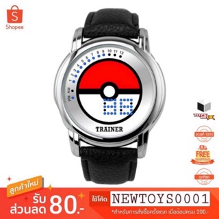 ⌚นาฬิกาข้อมือสายหนังสีดำ ระบบ Digital LED ลาย POKEBALL (POKEMON)🔥