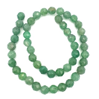 ลูกปัดหินแท้อเวนเจอเรีนรูปทรงกลมเจียรเหลี่ยม (Faceted Round Green Aventurine 8 mm สีเขียว (LZ-0529)