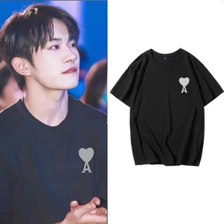 เสื้อยืดคอกลมcrew neckเสื้อยืดแขนสั้น ผ้าฝ้ายแท้ 100% ทรงหลวม ลาย Yiyang Qianxi Wang Yuan สไตล์สตรีท สําหรับคู่รักS-4XL