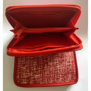 pnp กระเป๋าสตางค์ใบสั้นแฮนด์เมด กุ้นขอบสีล้วนไม่มีลวดลาย