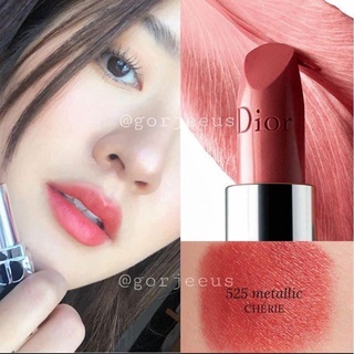 Beauty-Siam แท้ทั้งร้าน !! แบ่งขายลิปสติกสีสุดน่ารัก DIOR METALLIC LIPSTICK สี 525 CHERIE ขนาด 0.5 กรัม พร้อมแปรงทาลิป