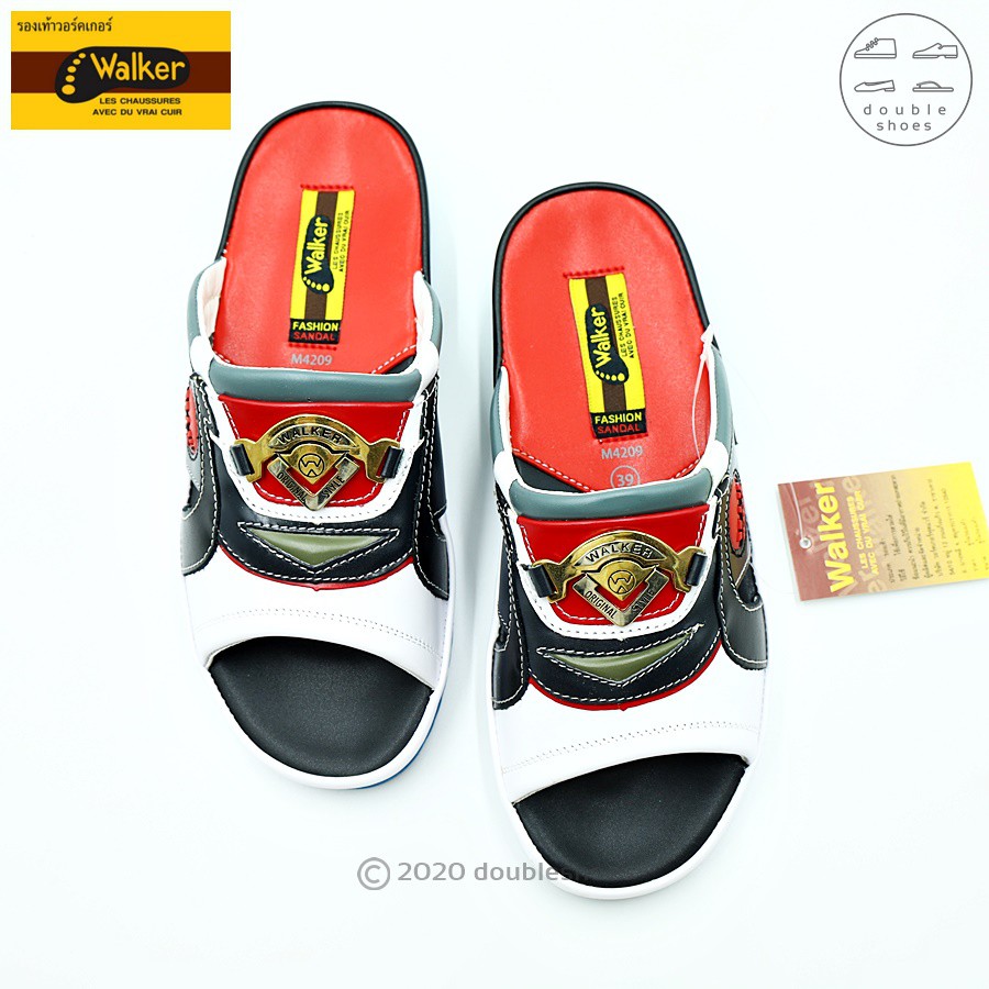 Walker รองเท้าแตะหนังแท้ (ไสตล์เทวิน) รุ่น M4209 สีดำ เบอร์ 39-45