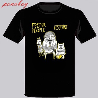 เสื้อยืดผ้าฝ้ายพิมพ์ลายแฟชั่น ขายดี เสื้อยืดลําลอง แขนสั้น พิมพ์ลาย Foster The People Houdini สีดํา สําหรับผู้ชาย 3 JKjm