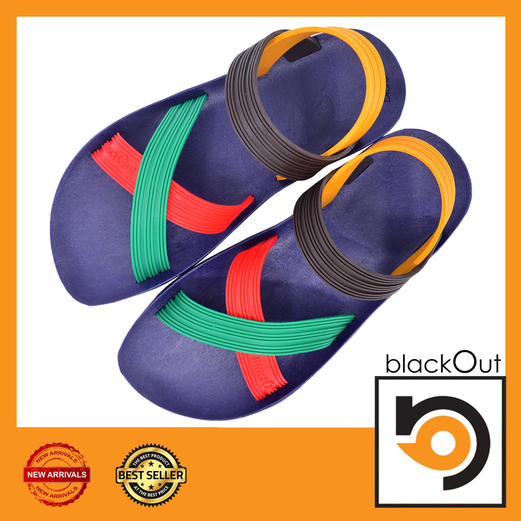 BlackOut X1 รองเท้าแตะ รองเท้ายางกันลื่น พื้นน้ำเงิน