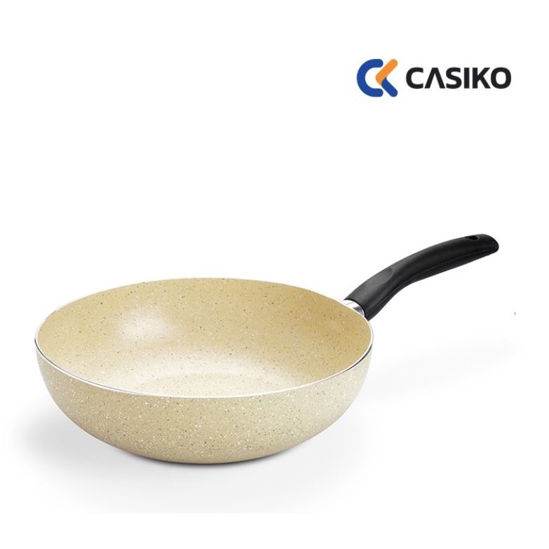 CASIKO กระทะเคลือบ หินอ่อน รุ่น CK 001 กระทะ กระทะเคลือบหินอ่อน ทรงลึก รองรับการใช้งานกับเตาทุกประเภท เตาแม่เหล็กไฟฟ้า