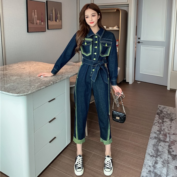 2021 spring new Korean style denim nine-point pants retro fashion ...