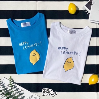 เสื้อยืด Oversize สกรีน Happy Lemonade 🍋 by AnyWear ผ้าCotton100% ผ้านุ่ม ทรงเกาหลี ใส่สบาย