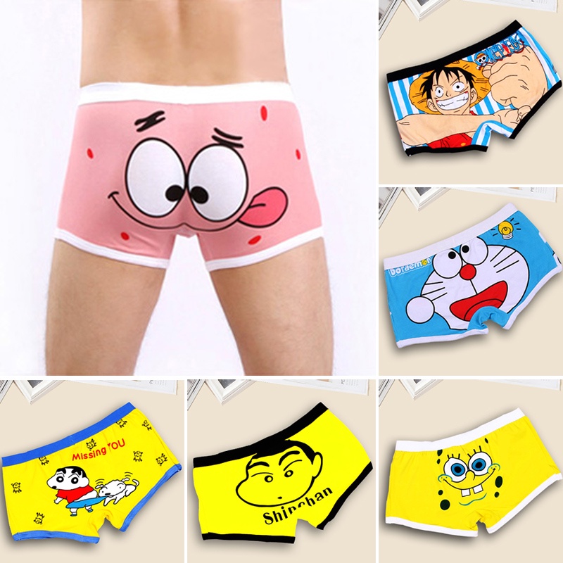Boxer Men Cotton Lingerie Spongebob การ์ตูนกางเกง