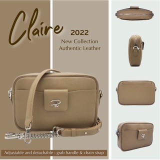 PHILLING bag Claire กระเป๋าสะพายข้าง crossbodyน้ำหนักเบาใส่จุมีช่องใส่มือถือมีซิป สายสั้น สายยาว ถอดได้ หนังแท้