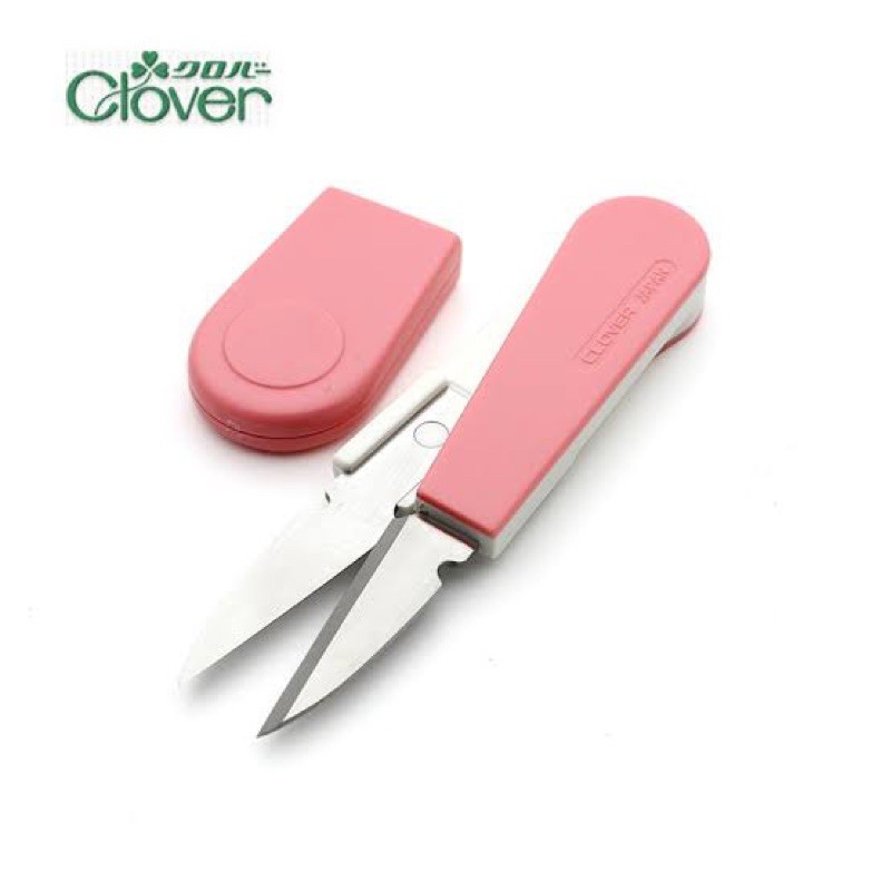 Clover Capo กรรไกรตัดเศษด้าย  สีชมพูหวาน พร้อมปลอก้ก็บ stainless steel ขนาด 10cm made in japan 36-391