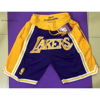 กางเกงขาสั้น ปักลายโลโก้ NBA LeBron James Anthony Davis Kobe Bryant Shaquille ONeal LAKERS just don big สีม่วง สําหรับผู้ชาย