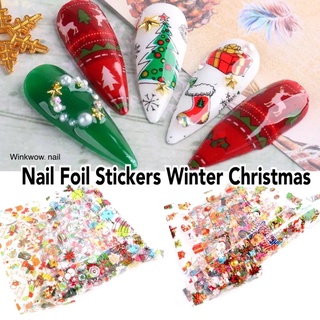 10ชิ้น/ฟอยล์ลอกลาย ฟอยล์คริสมาส ฟอยล์แต่งเล็บ Nail Stickers Winter Christmas Nail Foils