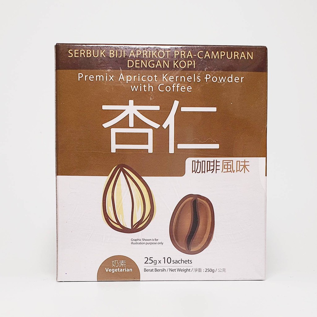 BKC พรีมิกซ์ แอปริคอท เคอร์เนล พาวเดอร์ พร้อมกาแฟ (10 ซอง) มังสวิรัติ โดย PenangToGo