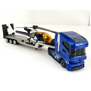 Majorette Concept Truck - Safari Watching Trailer + High Mountain Rescue Helicopter - Dark Blue /scale 1/87 (8")