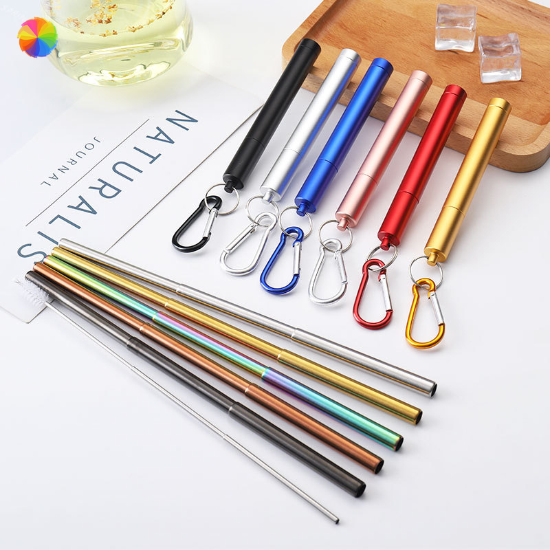 Image showcasing Stainless Steel Telescopic Drinking Straws, Portable Drinking Straws ...
