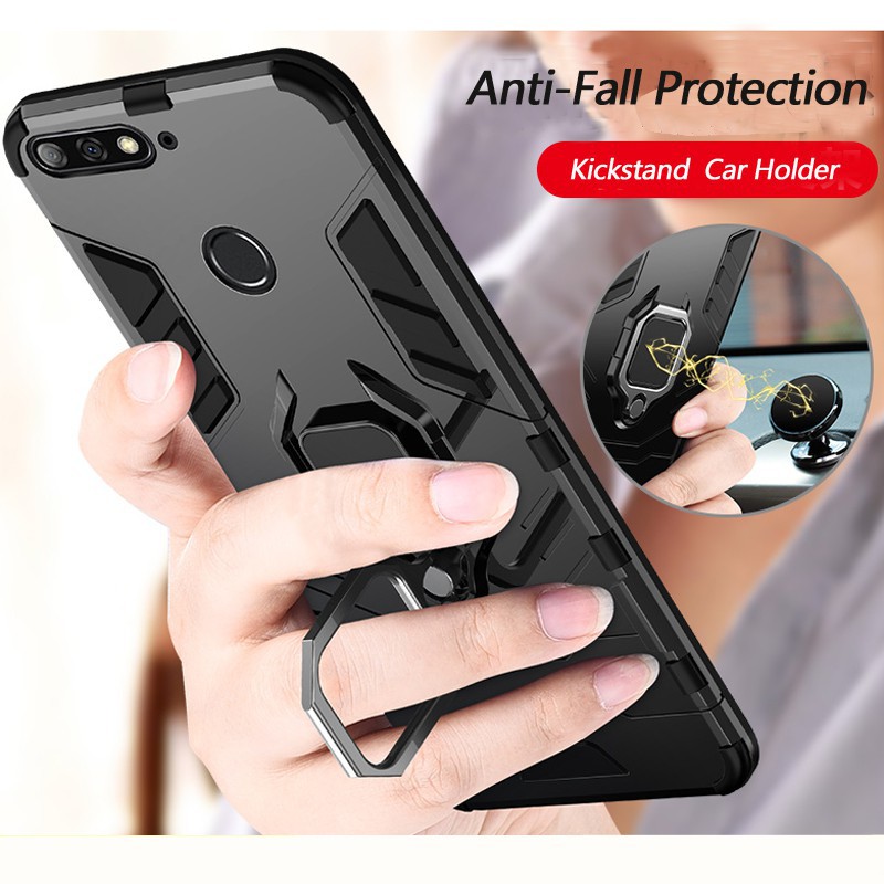 เคสโทรศัพท์ พร้อมแหวนขาตั้ง สำหรับ Huawei Y7P Y6P 2020 Y9S Y9 Y7 Y6 Y5 Prime Pro 2018 2019 Nova 5T 2 Lite Hard Case Car Ring Plastic Casing Back Cover